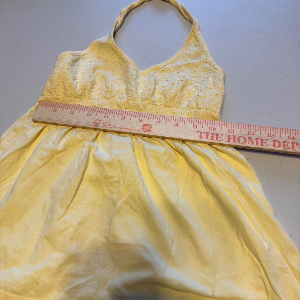 Y2K Boho Girls Large Yellow Eyelet Halter Babydoll Top Old Navy Summer coquette - Picture 6 of 6